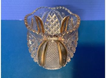 Antique Early American Pressed Clear Glass Gilt Vase