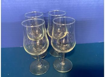 Vintage Set Of Four (4) Clear Crystal Glasses (5 1/2 Inches In Height)