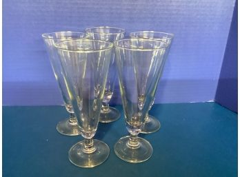 Vintage Set Of Four (4) Fluted Clear Cocktail Glasses (7 1/2 Inches In Height)