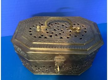 Vintage Unlined Hinhed Brass Jewelry Casket