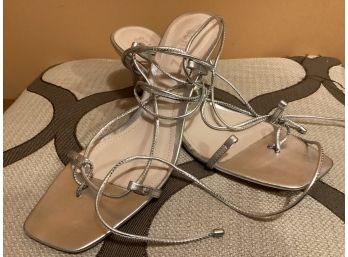 Silver Schutz Tie Up High Heeled Sandals  (size 8)