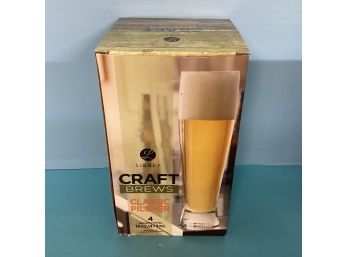 Set Of Four (4) Libbey Craft Brews Pilsner Glasses (NIB)