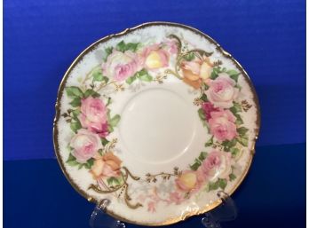 Antique  Comte D'Artois French Limoges Floral Gilded Saucer