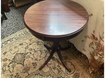 Vintage Round Wooden  Side Table Claw Feet