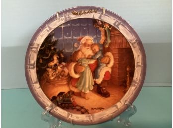 Vintage Collectible Christmas Plate:  Scott Gustafon's Santa's Reward (Bradex #84-B10-95.6)