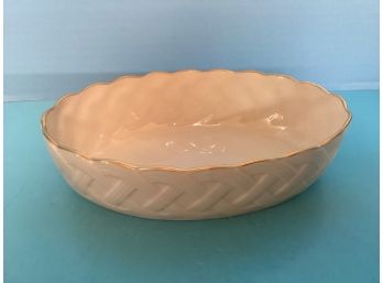 Vintage Ivory Colored Lenox Made In USA Ribbed Oval Serving Bowl