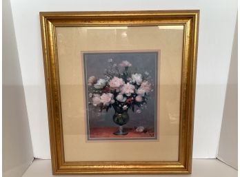 Framed Flowers In Footed Pot Still Life Signed DYF