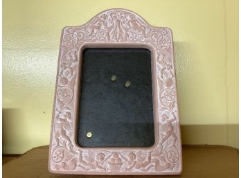 Vintage Pink Bisque With Raised Relief  Cherubs Picture Frame