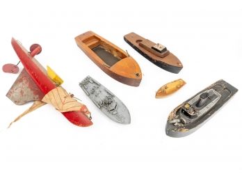 Grouping of vintage wood and model ships
