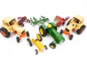 Grouping of vintage toy tractors