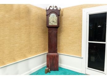 Antique American Late Federal Tall Case Clock With Ship Face