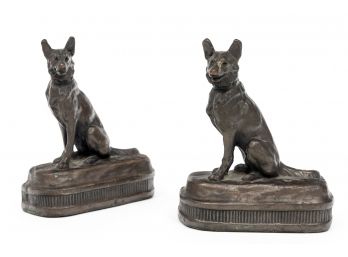 Pair Of Bronze Dog Bookends