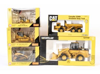 5 Norscot And Ertl Die Cast Cat Vehicles, New In Box