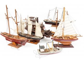 Grouping of four model ships