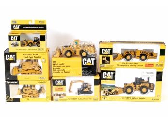 7 Norscot And Ertl Cat Die Cast Vehicles, New In Box