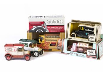 6 Truck Banks, Die Cast And Cast Iron