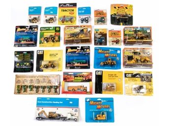 23 Die Cast Construction Vehicles New On Cards, Ertl, Matchbox, Solido And More