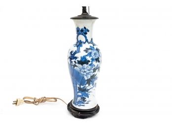 Blue/White Floral Porcelain Lamp