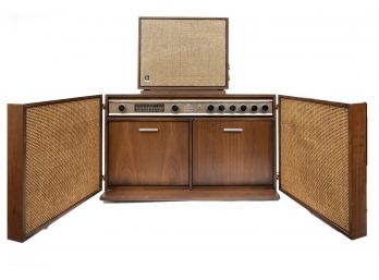 General Electric RC-4671-A walnut radio/turntable and speaker