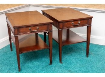 Pair Of Vintage Cherry Stained Mahogany Side Tables, Ca. 1960's