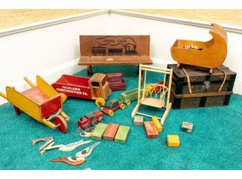 Adorable collection of vintage 1950's-60's childrens wood toys