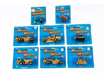 8 Ertl Die Cast Might Movers, New On Cards