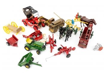Collection of vintage horse and buggy, trains and trucks