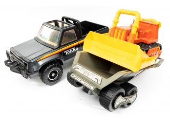 Tonka pickup truck Fisher-Price plow,and  transport tow