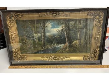 American Landscape Painting . Mint Condition In A Shadow Box Frame That Had Protect It For 100 Years