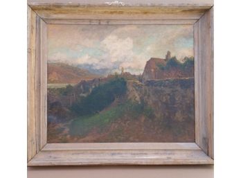 Large French Landscape Impressionist Oil Painting 1900 - 1910 Heinrich Tomec