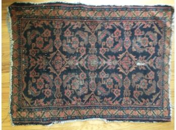 Antique Rug Small Carpet Mat Navy Blue & Dark Colors 29'x 40' Handwoven