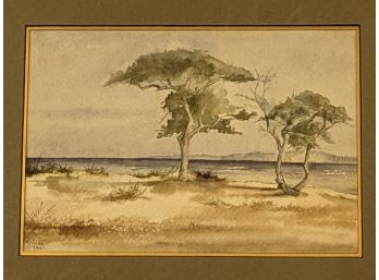 Signed And Dated 1902 Watercolor Landscape Painting