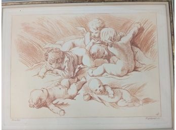 Auguste Pequegnot (1819-1878) After Francois Boucher (1703-177)'Angels' Plate 4