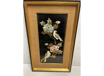 Japanese Hand Painted Birds And Flowers Art Pcs . Excellent Condition