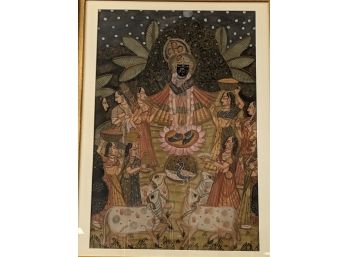 South Indian Asian Hindu Middle Eastern Painting Of Shrinathji (?)
