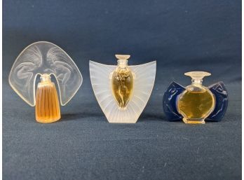 Three Small Lalique Perfumes With Contents