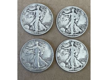 4 1943 D Standing Liberty Silver Half  Dollars 90 Silver