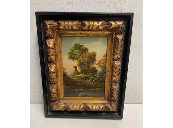 Original Oil On Board British Painting  Signed By British Artist H . Murial Castle In A Landscape .