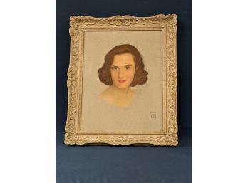 Signed Pastel Portrait Of A Young Woman By Listed Artist Arpad Somos De Talbor