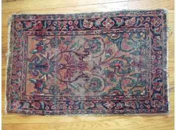 Antique Rug Small Carpet Mat Burgundy Colors 20.5'x 31' Handwoven