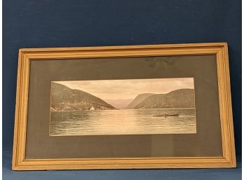 Titled '5011 Peekskill Bay And The Narrows, Hudson River' Antique Colored Image