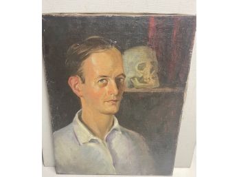 Male Portrait And Human Skull By Carl Jensen Danish Listed Artist With  Auction  Records On Ask Art