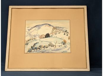 Clifford Adams Bayard (1892-1965) Signed Watercolor Painting 'Snow Fantasy'