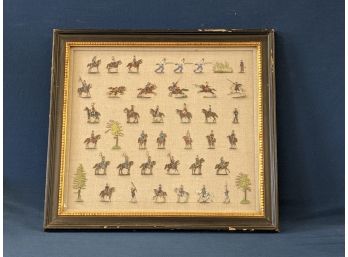 Collection Of Antique Flat Toy Tin Soldiers Framed In A Shadowbox