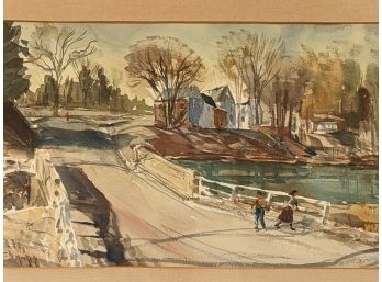 Signed David Curtis Baker Country Watercolor Painting