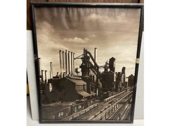 Vintage 1900s Industrial Photo . 21x25 Framed . Great Industrial Look And Feel .