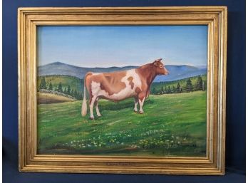 Signed 'AL Hepburn' 1948 'Foremost Diamond Jim' Cow Painting