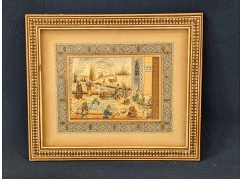 Signed H. Ali Sajjadi Miniature Painting In Inlaid Frame With Artist Label