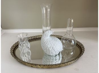 Bud Vases, Porcelain Decor & Mirror