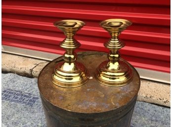 Pair Of Gold Plated Candlesticks 2 Of 2